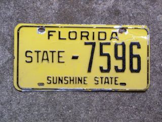 1956 - 1976 Florida State Government License Plate 7596 Old Sunshine State Base