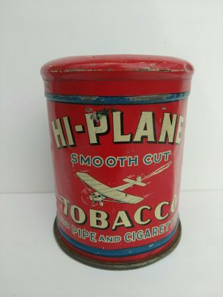 Rare Antique Vintage Hi Plane Tobacco Cigar Pipe Tin Canister Humidor Smoke
