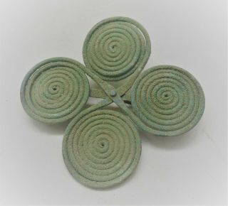 Circa 500bce Ancient Celtic Halstatt Spiral Spectacle Brooch Museum Quality