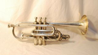 Antique 1917 J.  W.  York And Sons Cornet Brass Instrument Horn Trumpet Music