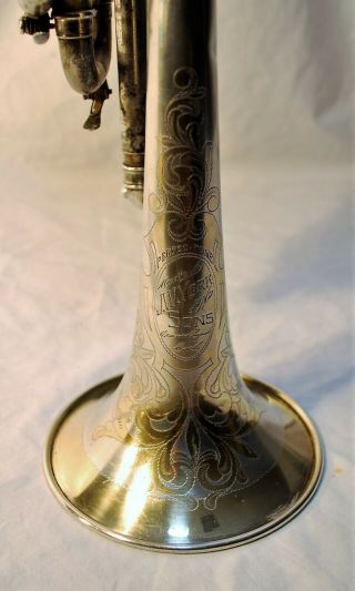 Antique 1917 J.  W.  York and Sons Cornet Brass Instrument Horn Trumpet Music 3