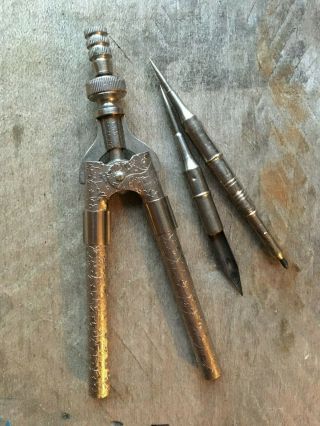 Vtg Ornate Antique Eagle Pencil & Pen Compass Divider Pat 1894 York