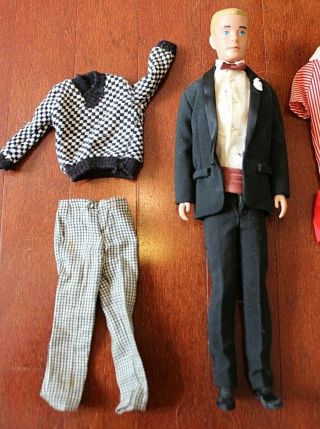 Vintage 1960 Ken Barbie Doll Mattel w/ Clothes Accessories & Gold Ponytail Case 2