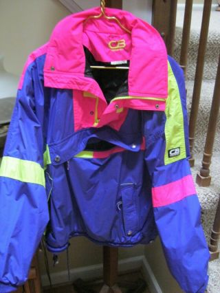 Vintage Cb Sports Thermotech Ski Jacket,  Neon Yellow,  Pink And Purple Men’s Ml