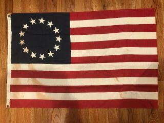 Vintage Cotton Us Usa Betsy Ross 13 Star Historic American Flag - 24” X 36”