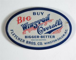 Ca1910 Big Winston Overalls Celluloid Advertising Pocket Mirror Style Whetstone