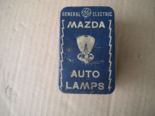 Vintage General Electric Ge Mazda Auto Lamps Tin Box With Bulbs Inside