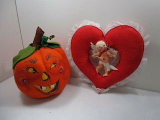 Vintage 1983 Annalee Mobilitee Halloween Pumpkin & Heart