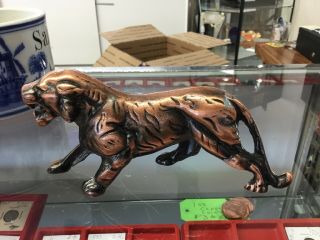 Vintage Tiger Figure Bronzed Or Copper Metal Tiger