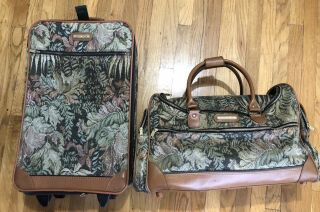 Vintage American Tourister Floral Tapestry Luggage 2 - Piece Set