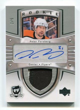 2013 - 14 Upper Deck The Cup Peter Forsberg Rc Rookie Patch Auto 