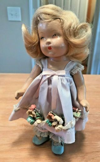 Vintage Composition Strung Ginny Vogue Doll With Mistress Mary Outfit