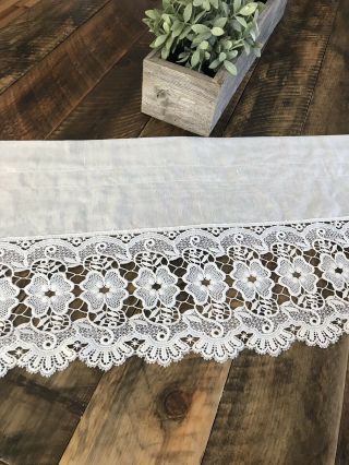 Vintage Dutch 18” Valance Fabric Lace Cafe Curtain French Cottage Farmhouse Chic