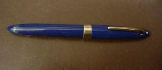 Vintage Sheaffer White Dot Fountain Pen 5 " Blue W/ Gold Trim 14k Nib