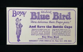 1920s Blue Bird Soda Baseball Themed Advertising Card Nm Sharp Corner