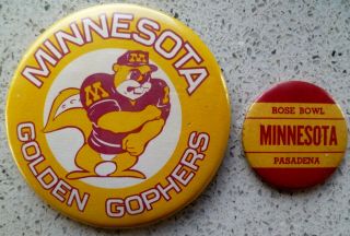Vintage Minnesota Golden Gophers Pins: 3.  5 " Team Pin & 1961 Rose Bowl