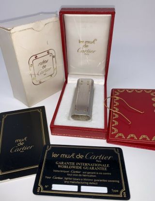 Cartier Paris Gas Lighter Santos Two - Tone Gold Silver With Box/papers