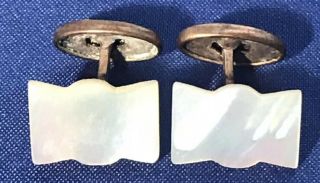Estate Vintage English Mother Of Pearl And Brushed Brass Men’s Cufflinks