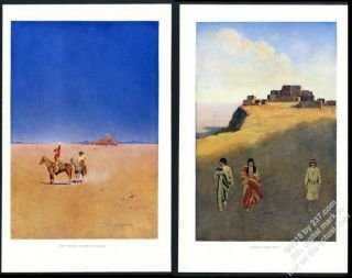 1902 Maxfield Parrish Pueblo Indian Dwellings Desert Without Water Vintage Print