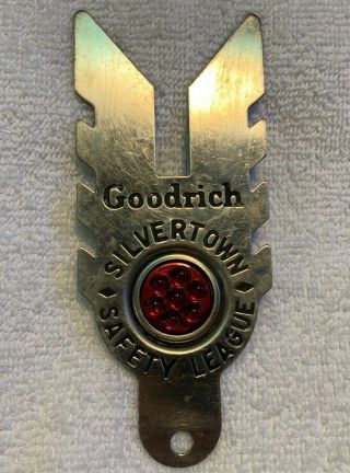 Vintage Goodrich Silvertown Safety League License Plate Topper,  Attachment,  Add -