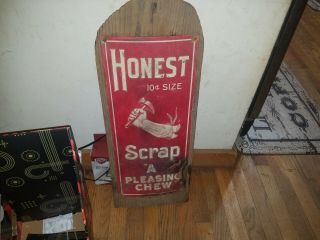 Old Honest Scrap Tobacco Embossed Tin Sign Rare Sign