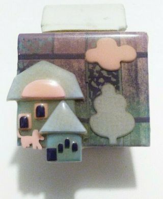 Vintage House Pins With Trees & Dog By Lucinda Brooch