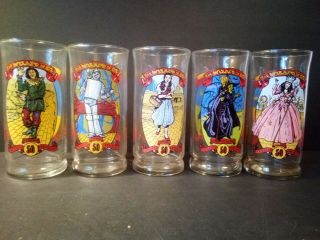 5 Vintage 1989 Wizard Of Oz Movie 50th Anniversary Promotional Coke Glasses