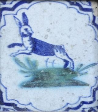 Antique Dutch Delft Tile Hare Wan - Li Circa 1625 Polychrome