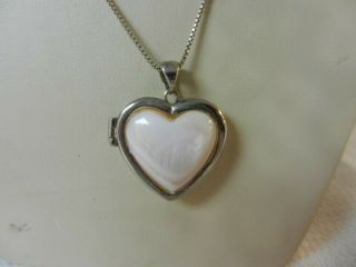 Vintage Sterling Silver Heart Shaped Locket With Pink Quartz 18 " (a2z004687)
