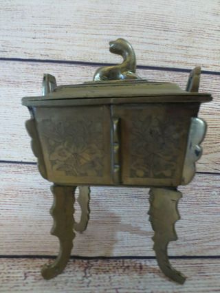 Brass Trinket Container Box Decorative Etched Vintage Antique Engraved
