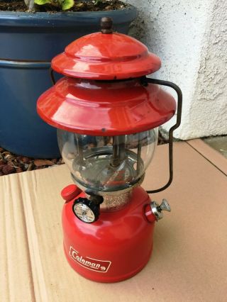 Vintage Coleman Model 200a Red Camping Lantern Dated 11/77 Functions Properly