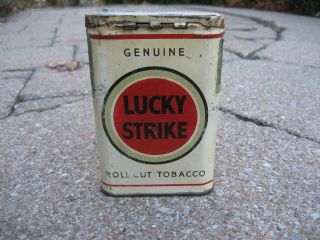 Vintage Lucky Strike Pocket Tobacco Tin.  RARE White Version 3