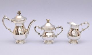 Lovely Miniature Sterling Silver Coffee Set.  Height: 9.  5 Cm / 3.  74 In