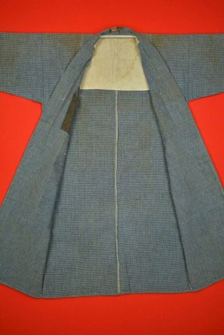 Vintage Japanese Kimono Cotton Antique Boro Noragi Indigo Blue Shima/ej35/490
