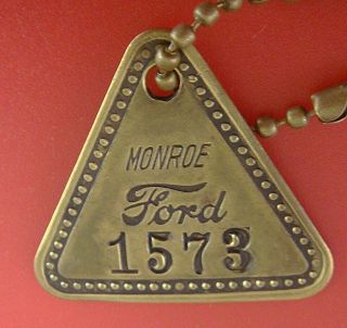 Vintage Tool Check Brass Tag: Ford Monroe Mi Factory; Ford Motor Co; Uncommon