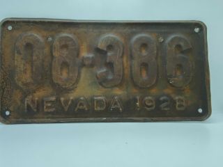 Old Antique Automotive Rare Vintage 1928 Nevada Automobile License Plate 08 - 386