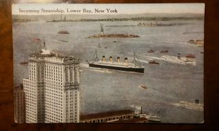 White Star Line Olympic On Maiden Voyage From A Ny Skyscraper Pocard June 1911
