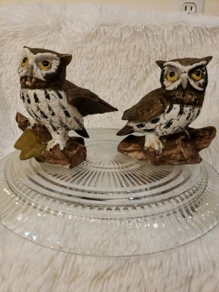Homco Horned Owl Set Vintage 1970 " S Home Interiors 1114 Ceramic