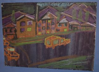 ANTIQUE SWISS EXPRESSIONIST PASTEL PAINTING LANDSCAPE SIGNED KLEE 2