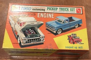 Vintage Amt 1960 Ford F - 100 Model Kit 3 In 1 200,  Partially Painted