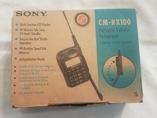 Vintage Sony Cm - Rx100 Cellular Telephone Cell Phone Complete W/ Box Battery Etc.