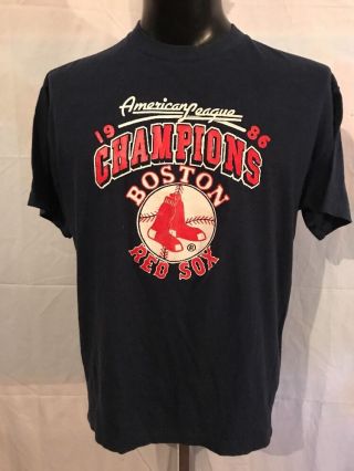 Vintage 1986 Boston Red Sox American League Champions T - Shirt Mens Size Xl
