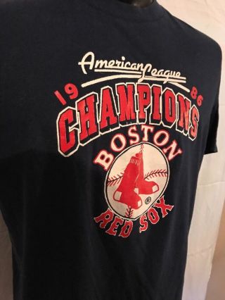 Vintage 1986 BOSTON RED SOX AMERICAN LEAGUE Champions T - SHIRT MENS Size XL 3
