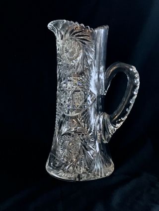 Antique American Brilliant Cut Glass Pitcher From 19 Century 12 1/2in.  Heigh