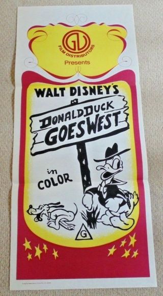 Donald Duck Goes West 1960 Cinema Daybill Movie Poster Walt Disney