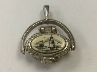 Vintage Sterling Silver 925 Miniature Nantucket Lighthouse Basket Pendant Akc1