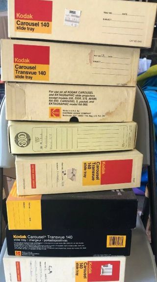 8 Vintage Kodak Carousel Transvue 140 Slide Tray (1 80 Slide) With Boxes