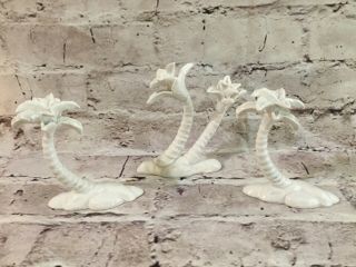 Vintage Fitz &/floyd White Porcelain Nativity Palm Tree Figurines Set Of 3 Japan