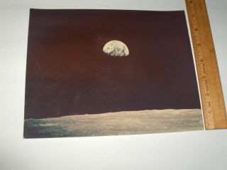 Vintage Nasa Apollo Era Earth Rise Over Lunar Surface A Kodak Color Photo Small