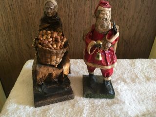 Christmas Santa Mexican Paper Mache Folk Art Vintage Hand Crafted,  Lady Figure